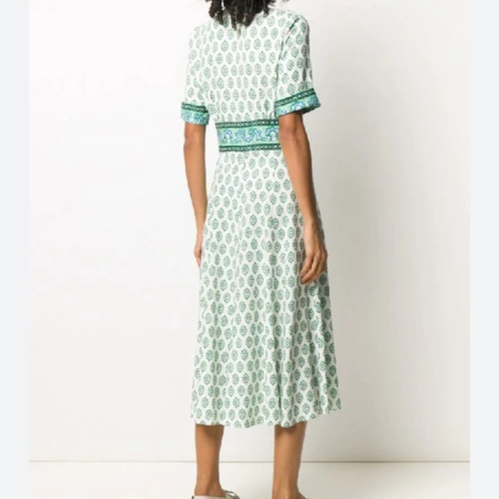 Sandro Green & White Printed Shirt Dress - Picture 2 of 8